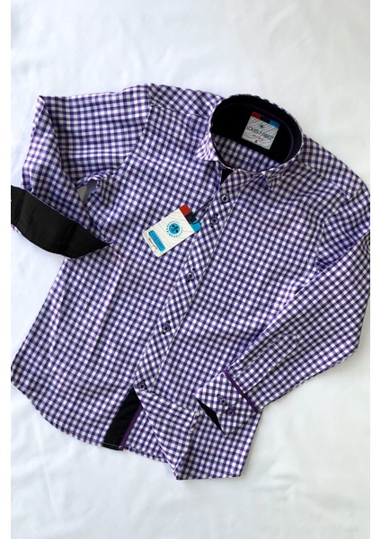 Kareli Uzun Kol Erkek Çocuk Gömleği