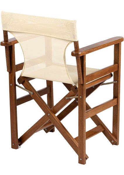 Rejisör Lüks Ahşap Bahçe Balkon Takımı: 80X160 Sabit Ayaklı Masa + 4 Pvcli Katlanır Sandalye Set