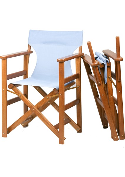 Rejisör Lüks Ahşap Bahçe Balkon Takımı: 80X160 Sabit Ayaklı Masa + 4 Pvcli Katlanır Sandalye Set