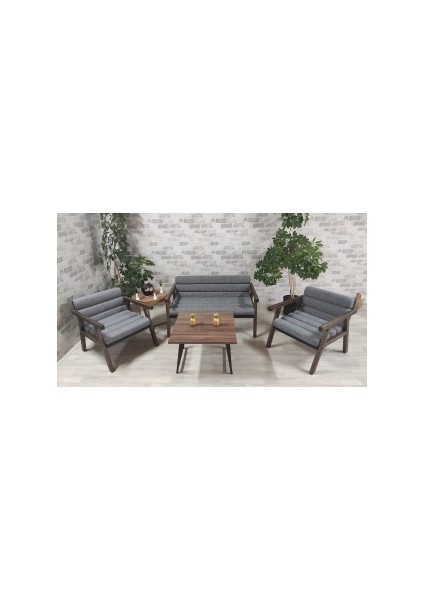 Bahçe Mobilyası 2+1+1+Masa Vienn Bahçe Takımı Metal Sehpalı Balkon Takımı Çay Seti VG-0011