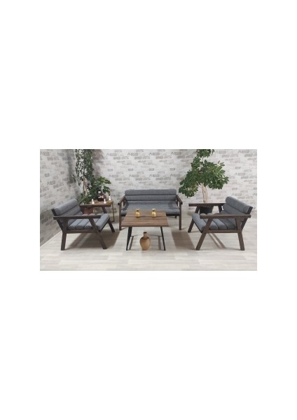 Bahçe Mobilyası 2+1+1+Masa Vienn Bahçe Takımı Metal Sehpalı Balkon Takımı Çay Seti VG-0011
