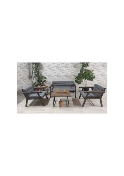 Bahçe Mobilyası 2+1+1+Masa Vienn Bahçe Takımı Metal Sehpalı Balkon Takımı Çay Seti VG-0011