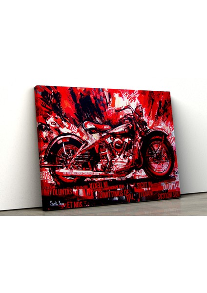 Tekli Kanvas Tablo Tasarımı, Dekor, Pop Art, Çizim, Motorsiklet, Dekoratif