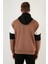 Renk Bloklu Regular Fit Kapüşonlu İçi Tüylü Yumuşak Şardonlu Sweat Erkek SWEAT 5905299 5