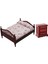 1:12 Dollhouse Ahşap Vintage Style Çift Yatak Gece Seçme Mobilya Dekoru (Yurt Dışından) 1