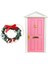 Minyatür Pembe Ahşap Çan Kulesi Kapı ve 1:12 Bebek Evi Dekoru Için Noel Çelengi (Yurt Dışından) 1