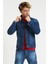 Slim Fit Likralı Erkek Koyu Mavi Kot Ceket 1