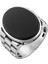 925 Ayar Gümüş Oval Siyah Oniks Taşlı Saat Kordon Tasarımlı Erkek Yüzük 2