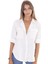 Relax Fit Linen Keten Beyaz Kadın Gömlek 4
