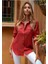 Relax Fit Linen Keten Kırmızı Kadın Gömlek 3