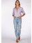 Relax Fit Linen Keten Lila Kadın Gömlek 3