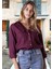 Relax Fit Linen Keten Mürdüm Kadın Gömlek 2