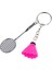 2pcs Bedminton Raket Shuttlecock Kolye Keyasyon Anahtar Zinciri Fuşya Beyaz 2