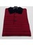 Erkek Pamuklu Polo Yaka Pijama Takım Bordo 3