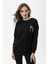 Kadın Sırt Baskı Detaylı Yan Yırtmaçlı Oversize Sweatshirt 1