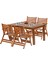 Antalya Ahşap Bahçe Balkon Takımı: 80X120 Sabit Ayaklı Masa + 4 Katlanır Sandalye Set 1
