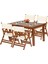 Marmaris Ahşap Bahçe Balkon Takımı: 80X120 Sabit Ayaklı Masa + 4 Pvcli Katlanır Sandalye Set 1