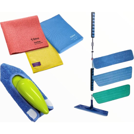 Silva Mikrofiber Mop Üçlü Set + Mikrofiber El Mopu + Çok Fiyatı Silva Mikrofiber Mop Üçlü Set + Mikrofiber El Mopu + Çok Fiyatı