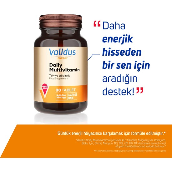 Validus Energy Daily Multivitamin Tablet Fiyatı