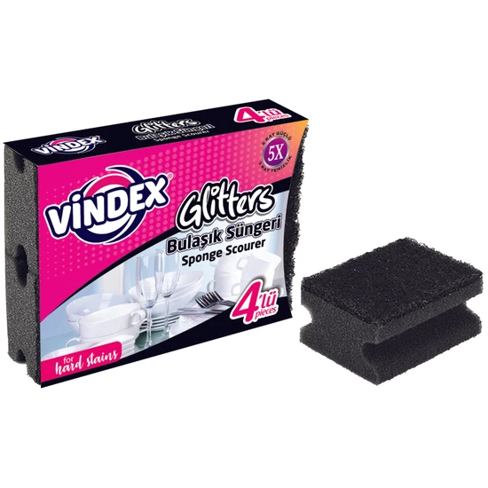 Vindex Glitters Ekstra Bulaşık Süngeri 4'lü