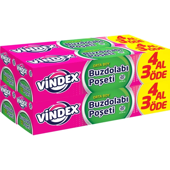 Vindex Buzdolabı Poşeti 4 Al 3 Öde Orta Boy