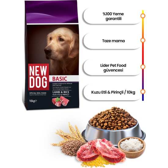 New Dog Kuzu Etli - Pirinçli Yetişkin Köpek Maması 10 kg