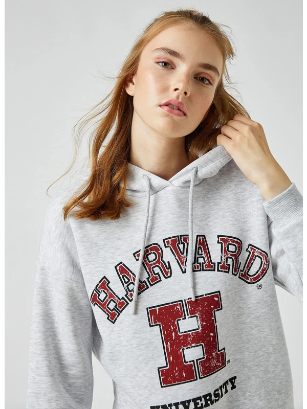 Koton Oversize Kolej Sweatshirt Kapüşonlu Baskılı Harvard Lisanslı