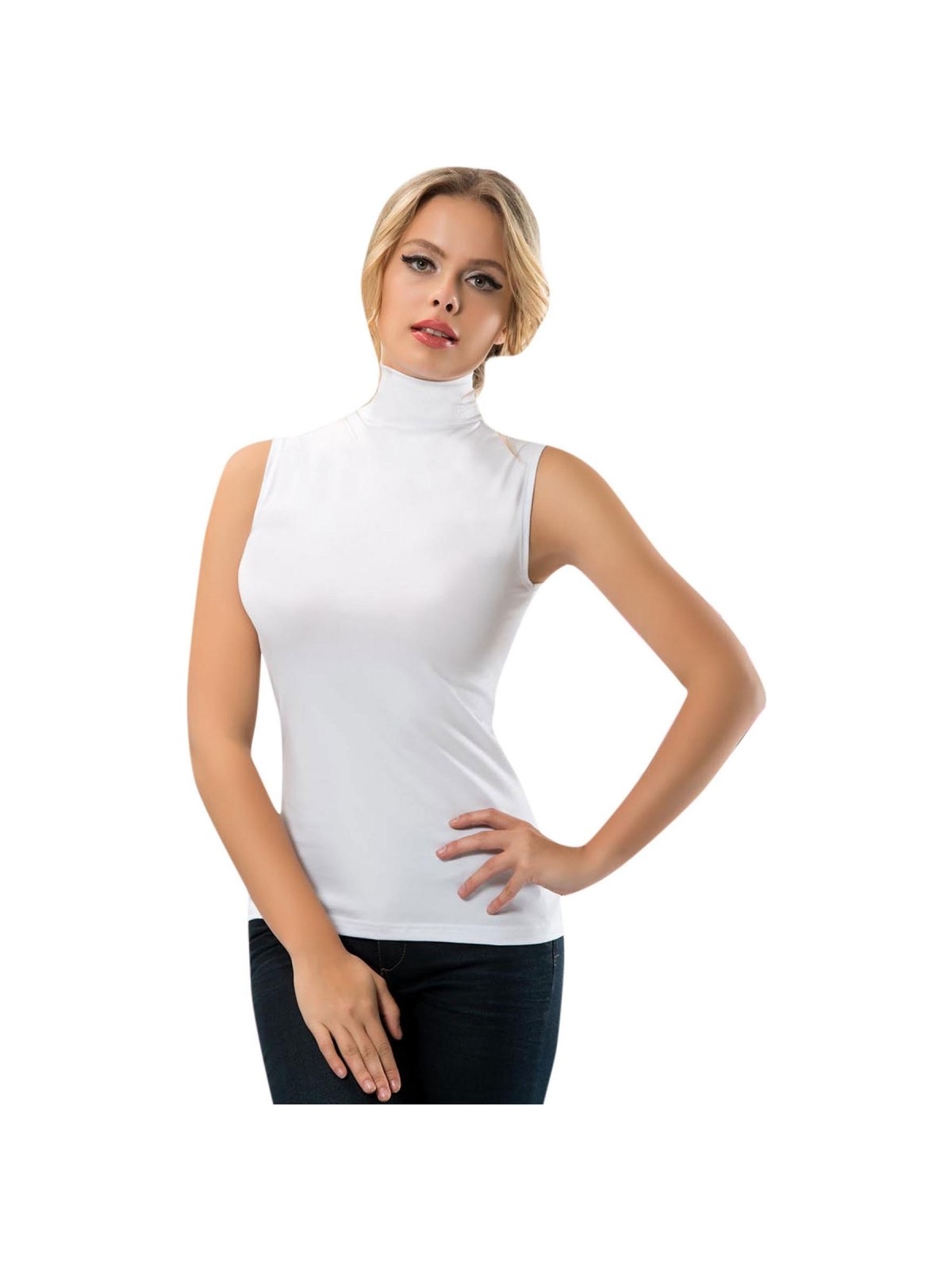 Anıt Balıkçı Yaka Kolsuz Bluz 2811