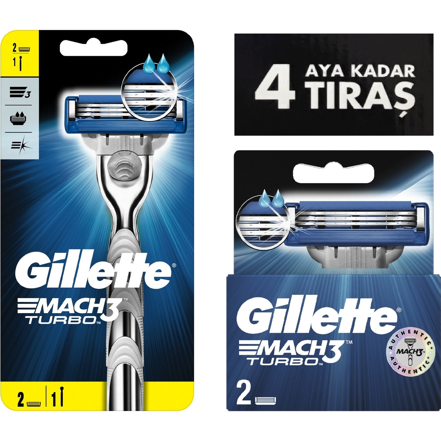 Gillette Mach3 Turbo Destek Paketi Yedekli Tıraş Makinesi