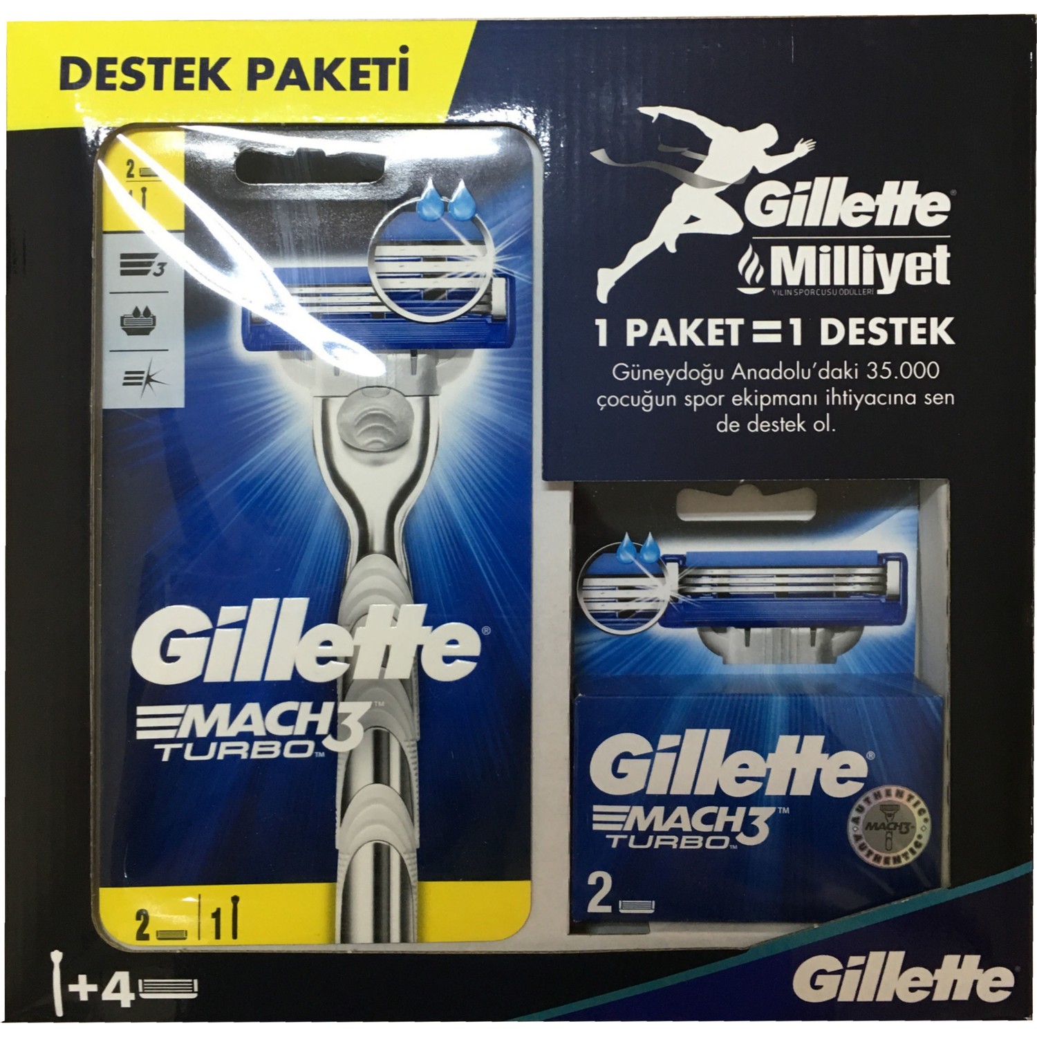 Gillette Mach3 Turbo Destek Paketi Yedekli Tıraş Makinesi