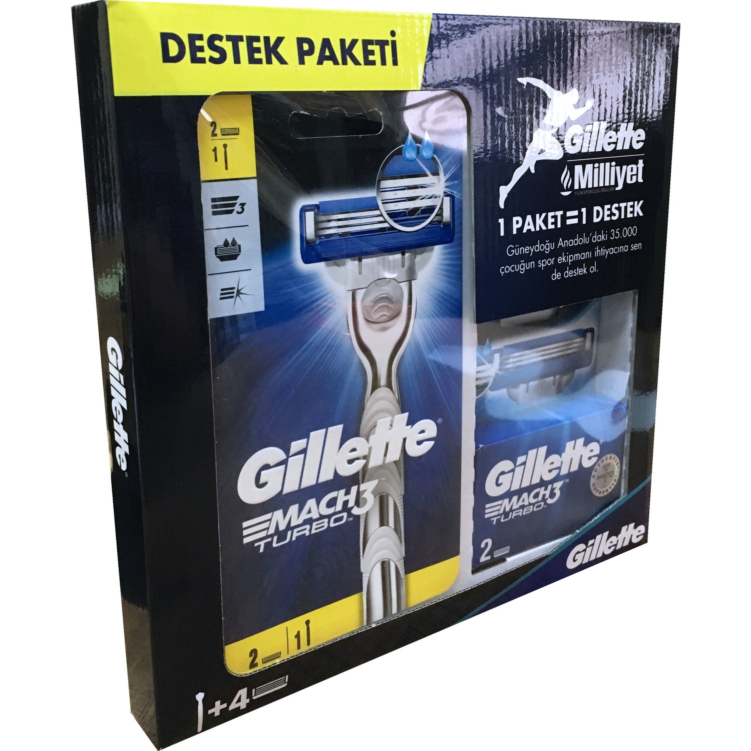 Gillette Mach3 Turbo Destek Paketi Yedekli Tıraş Makinesi