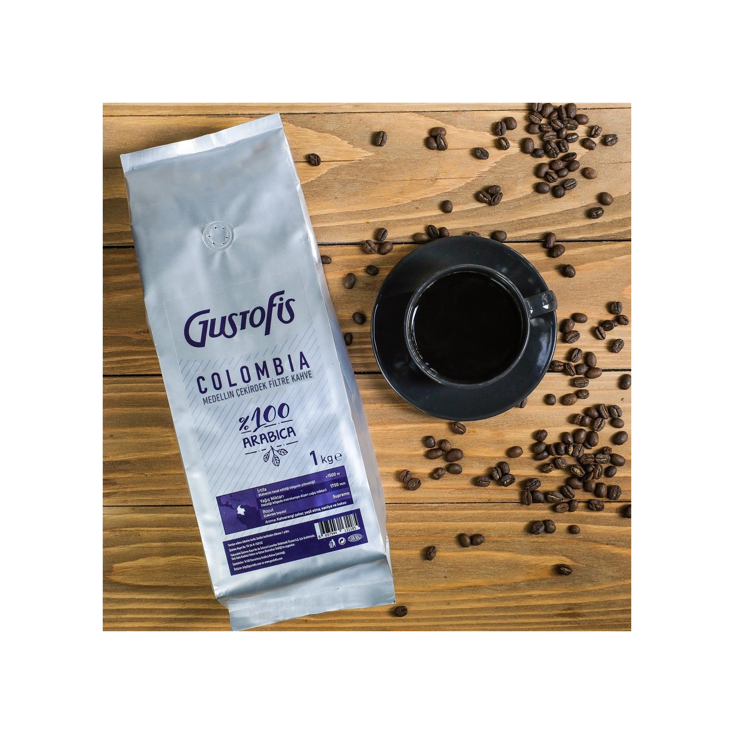 Gustofis Colombia Medellin Çekirdek Kahve 1 kg Fiyatı
