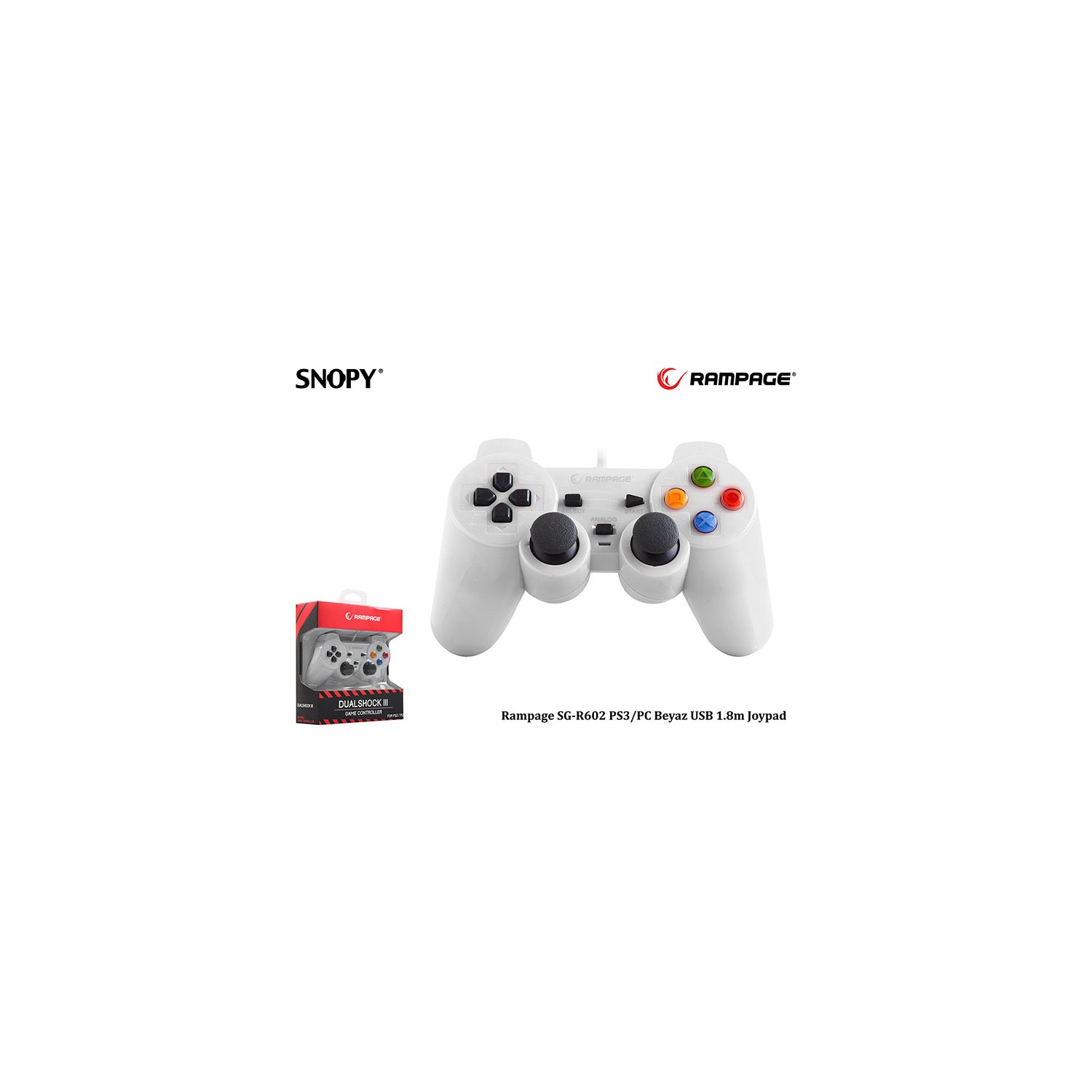 Snopy Rampage Sg R602 Ps3 Pc Beyaz Usb 1 8m Joypad Fiyati