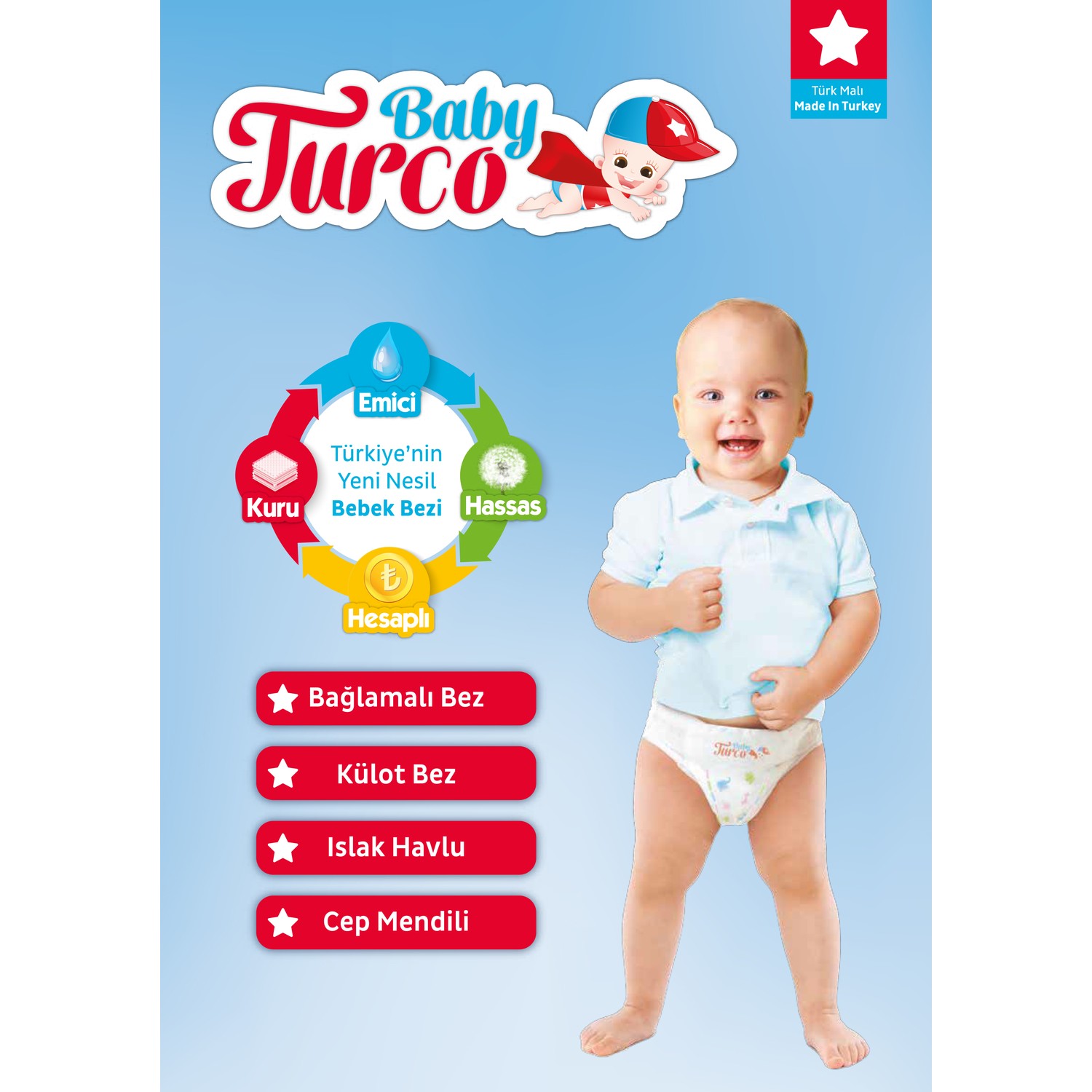 Baby Turco Bebek Bezi 4+ Beden Maxi Plus 190� lı 10 15 kg
