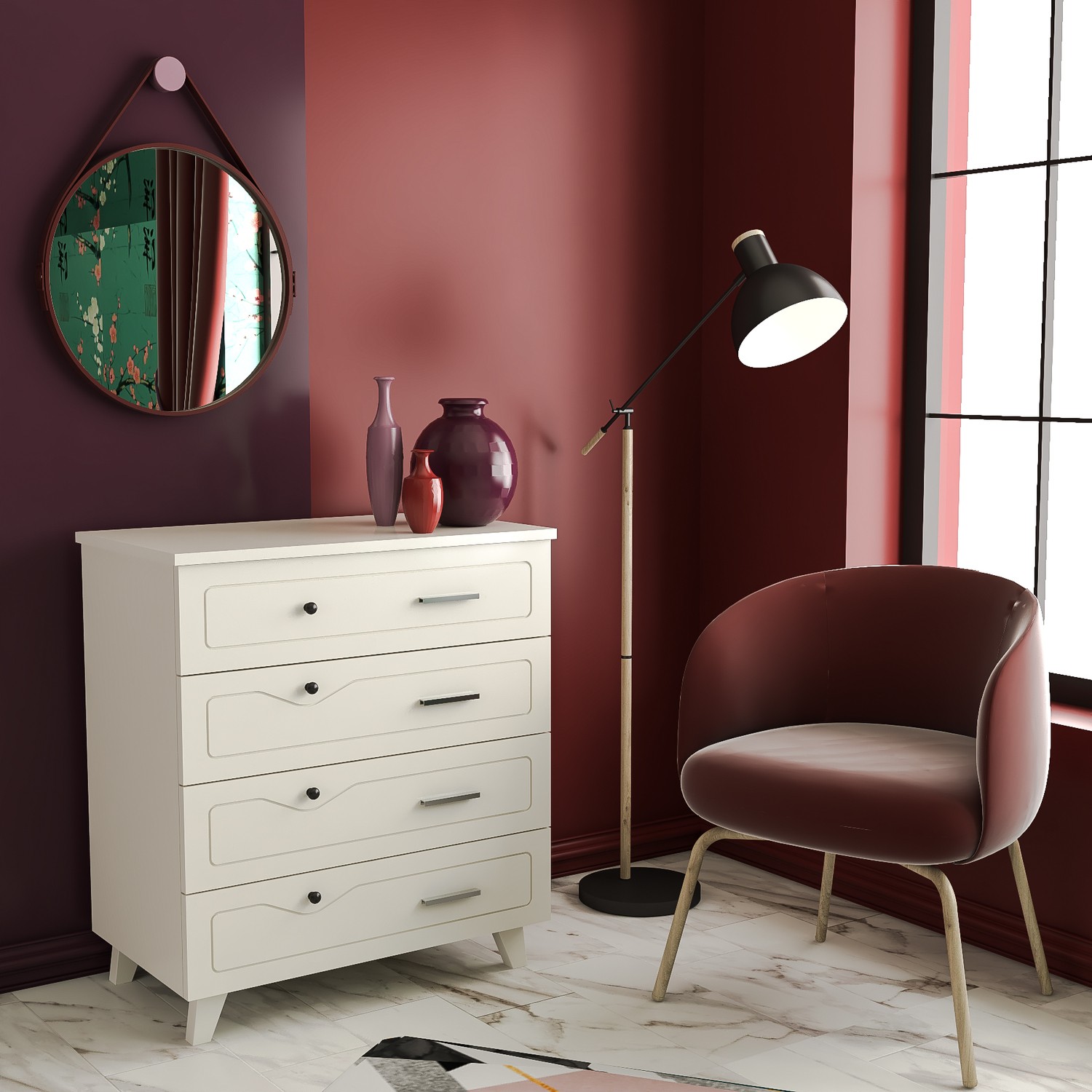 Zenio Efes 4 Çekmeceli Şifonyer Fiyatı Taksit Seçenekleri