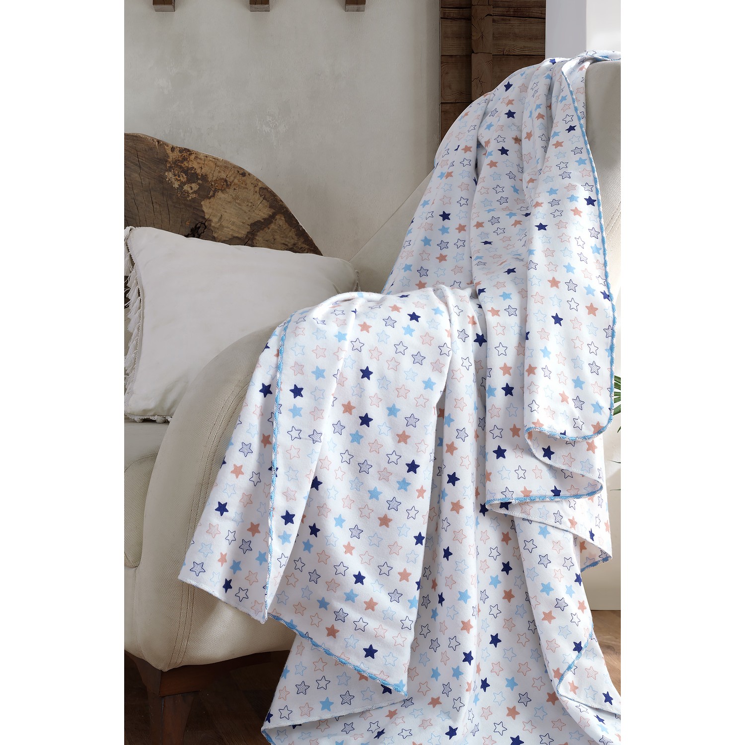 Lady Moda Home 100 Organik Pamuklu Bebek Battaniyesi Blue Lady Moda Home 100 Organik Pamuklu Bebek Battaniyesi Blue
