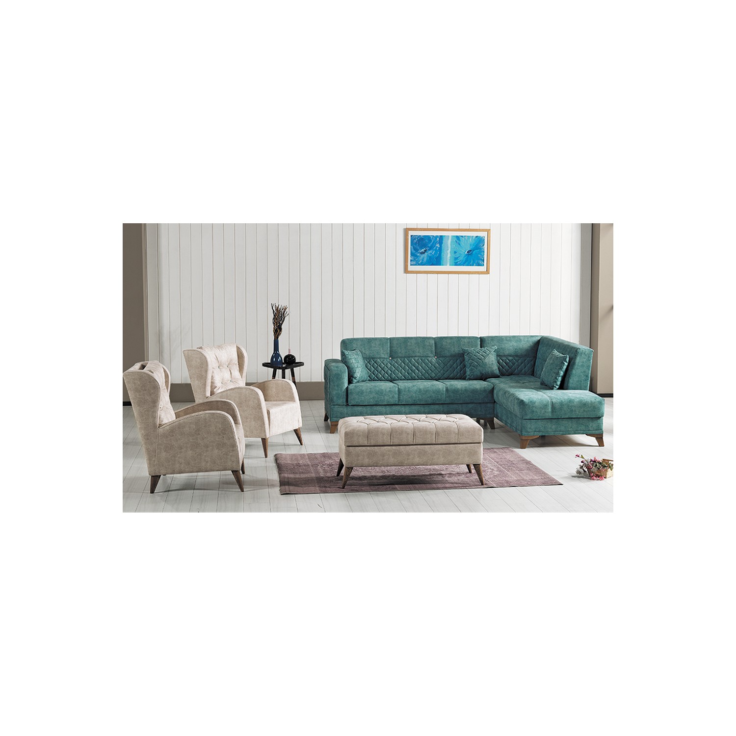 Yıldız Mobilya Erica Yeşil Köşe Takımı Metal Kasa Fiyatı