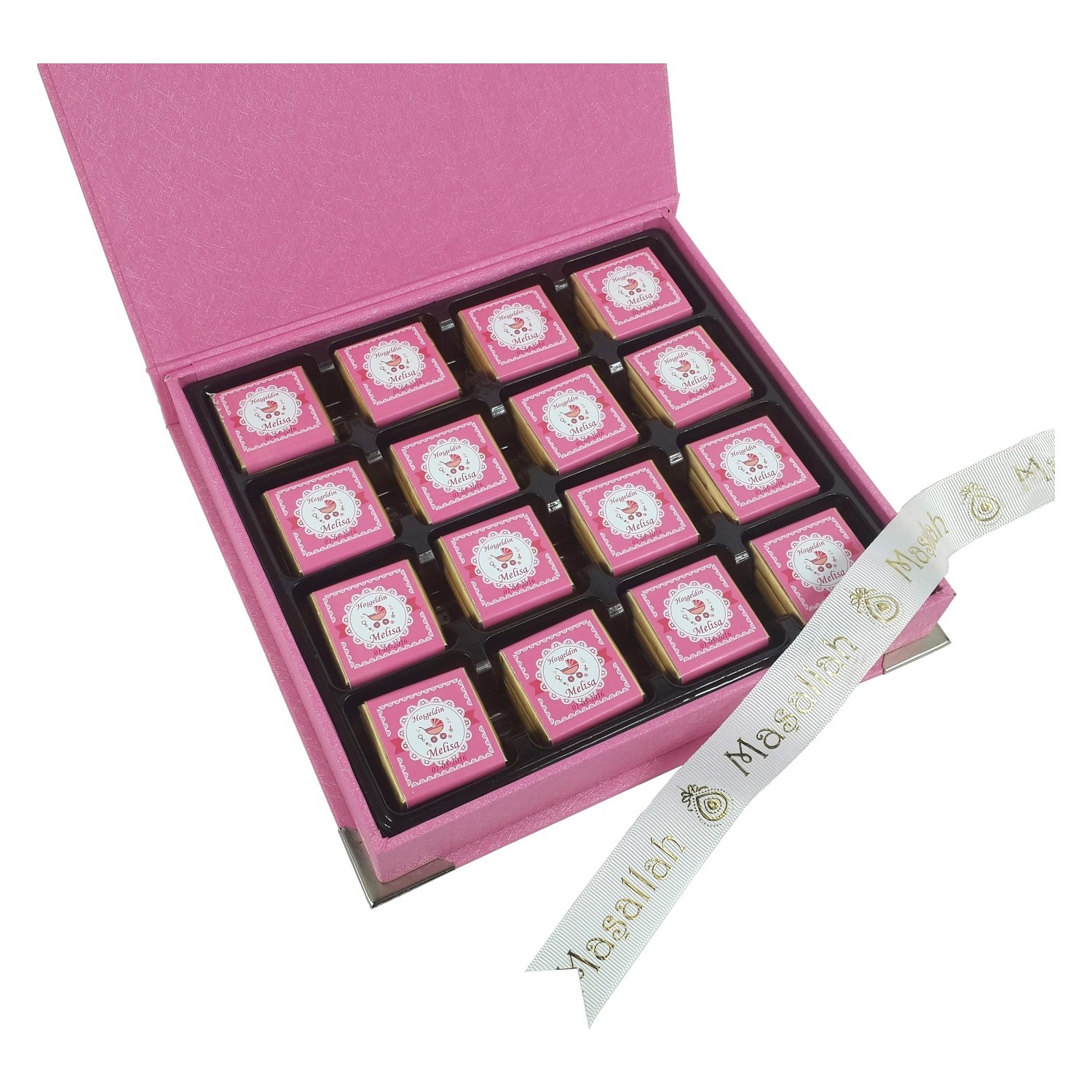 Hankutu İsimli Sargılı Pelit Bebek ÇikolatasıKız (Ahşap