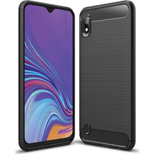 Microcase Samsung Galaxy A10 Brushed Carbon Fiber Silikon Kılıf - Siyah