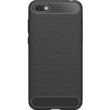 Microcase Huawei Y5 2018 Brushed Carbon Fiber Silikon Kılıf - Siyah