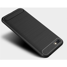 Microcase Huawei Y5 2018 Brushed Carbon Fiber Silikon Kılıf - Siyah