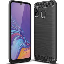 Microcase Samsung Galaxy A30 Brushed Carbon Fiber Silikon Kılıf - Siyah