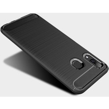 Microcase Samsung Galaxy A30 Brushed Carbon Fiber Silikon Kılıf - Siyah