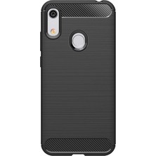 Microcase Huawei Y6 2019 - Honor 8A Brushed Carbon Fiber Silikon Kılıf - Siyah