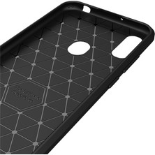 Microcase Huawei Y6 2019 - Honor 8A Brushed Carbon Fiber Silikon Kılıf - Siyah