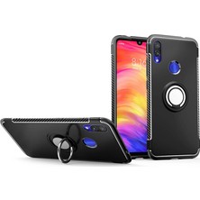 Microcase Xiaomi Redmi Note 7 Yüzük Standlı Armor Silikon Kılıf - Siyah