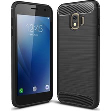 Microcase Samsung Galaxy J2 Core Brushed Carbon Fiber Silikon Kılıf - Siyah