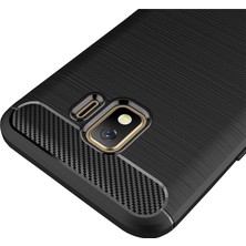 Microcase Samsung Galaxy J2 Core Brushed Carbon Fiber Silikon Kılıf - Siyah