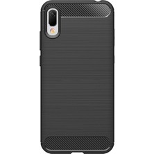 Microcase Huawei Y6 Pro 2019 - Honor Play 8A Brushed Carbon Fiber Silikon Kılıf - Siyah