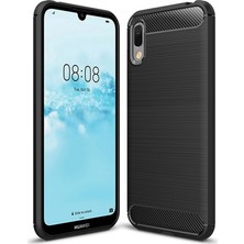 Microcase Huawei Y6 Pro 2019 - Honor Play 8A Brushed Carbon Fiber Silikon Kılıf - Siyah